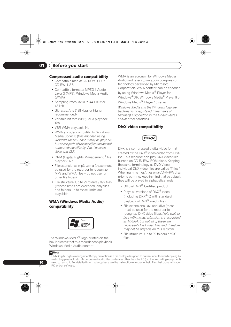 Before you start 01 | Pioneer DVR-545HX-S User Manual | Page 10 / 172