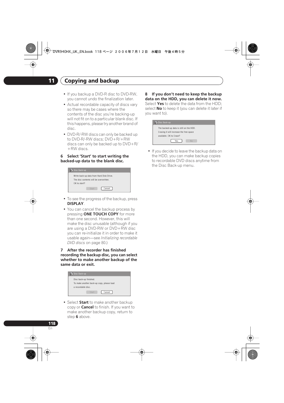 Copying and backup 11 | Pioneer DVR-545HX-S User Manual | Page 118 / 172