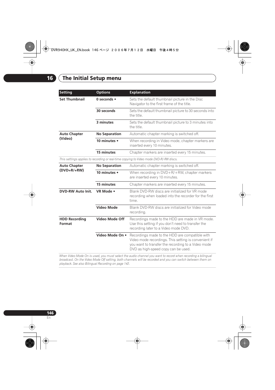 The initial setup menu 16 | Pioneer DVR-545HX-S User Manual | Page 146 / 172