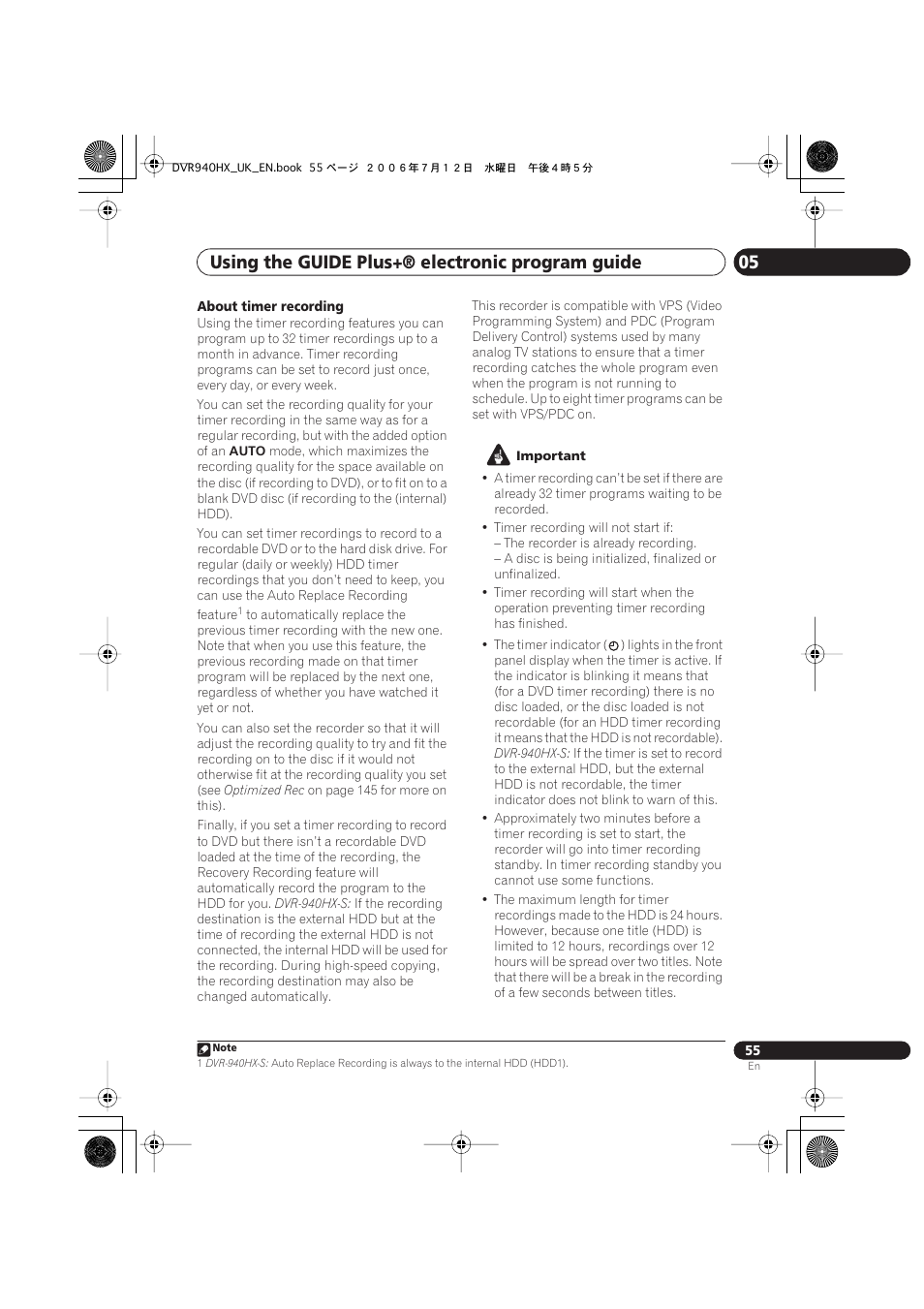 Using the guide plus+® electronic program guide 05 | Pioneer DVR-545HX-S User Manual | Page 55 / 172