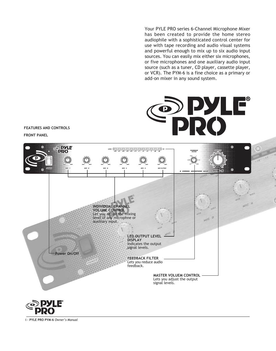 PYLE Audio PYM-6 User Manual | Page 2 / 8