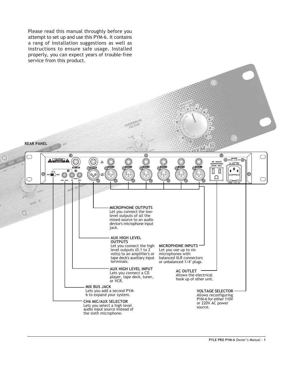 PYLE Audio PYM-6 User Manual | Page 3 / 8