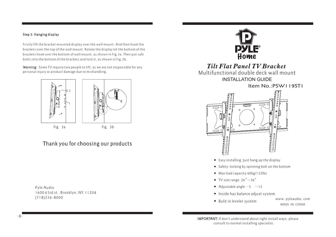 PYLE Audio PSW119ST1 User Manual | 4 pages
