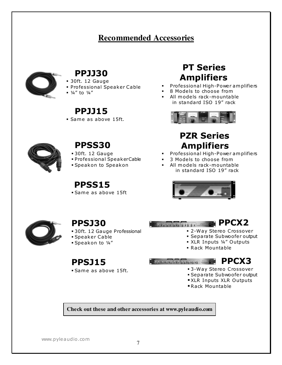 Recommended accessories | PYLE Audio PASW 15 User Manual | Page 7 / 7