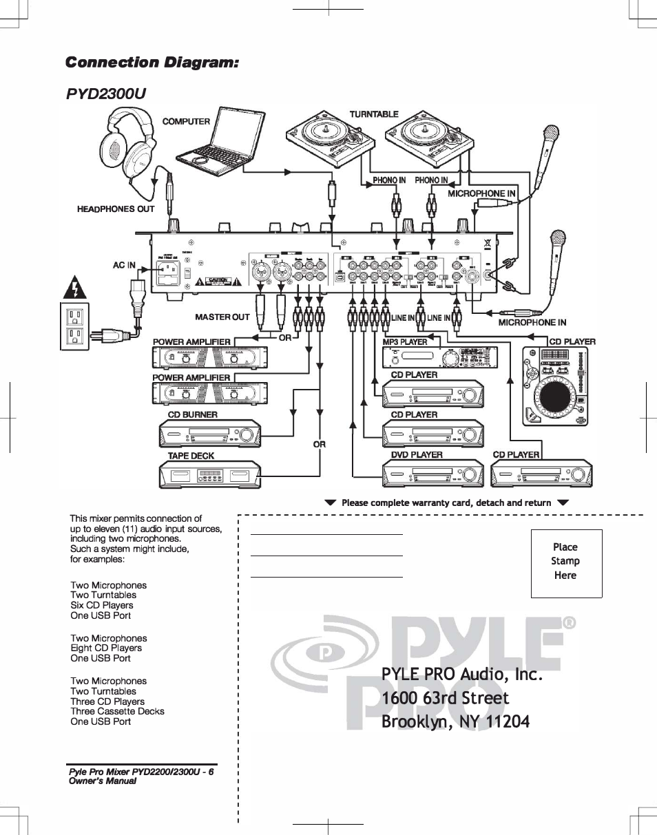 Connection diagram: pyd2300u | PYLE Audio PYD2300U User Manual | Page 7 / 8