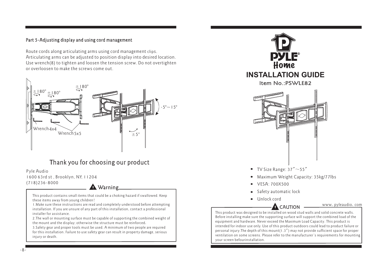 PYLE Audio PSWLE82 User Manual | 4 pages