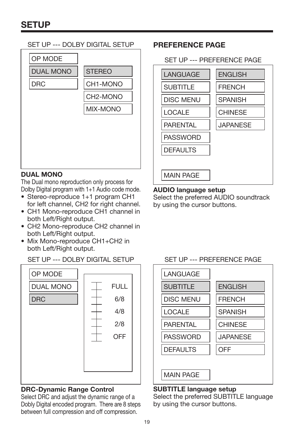 Setup | PYLE Audio PLDVD-150 User Manual | Page 19 / 24