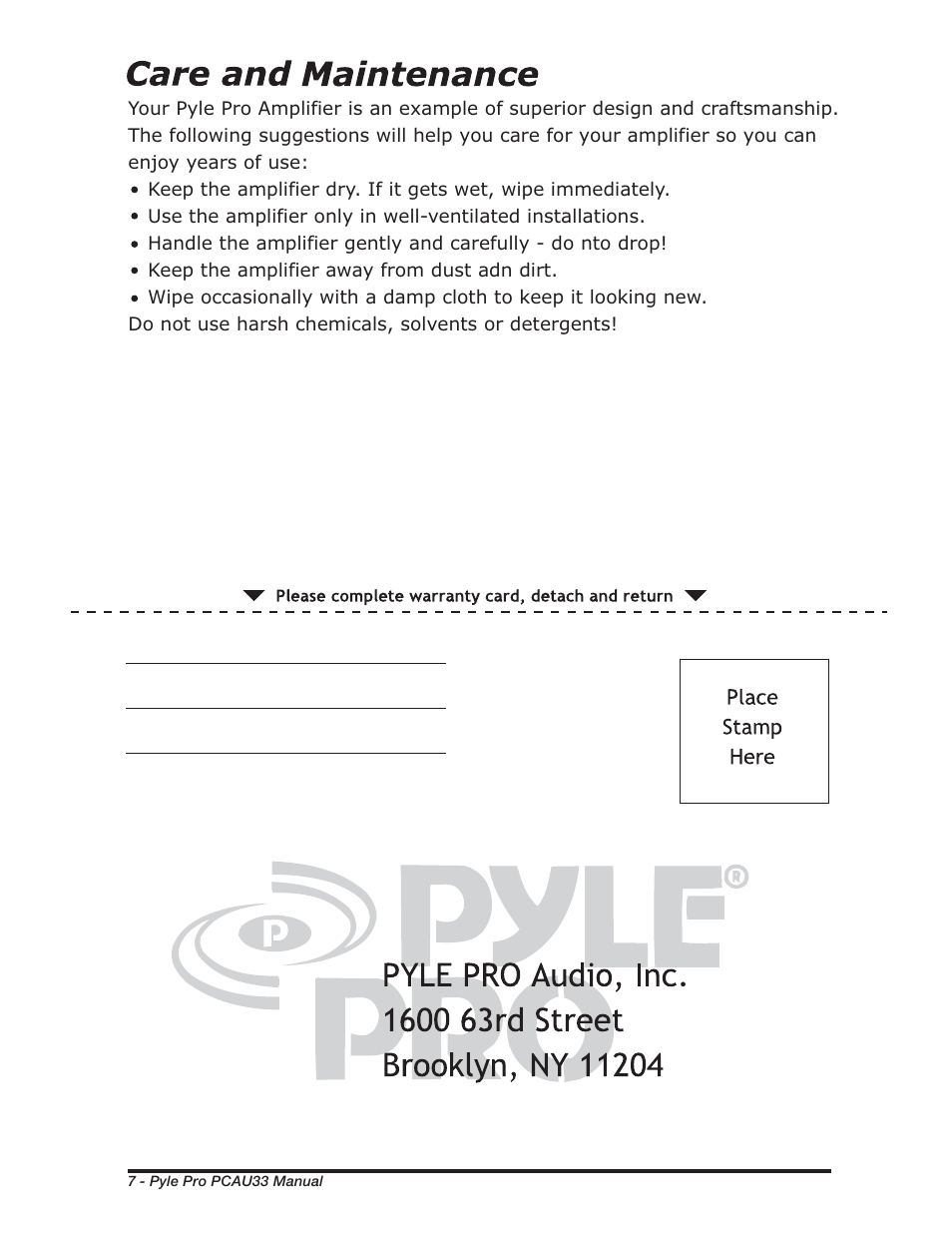 PYLE Audio PCAU33 User Manual | Page 8 / 8