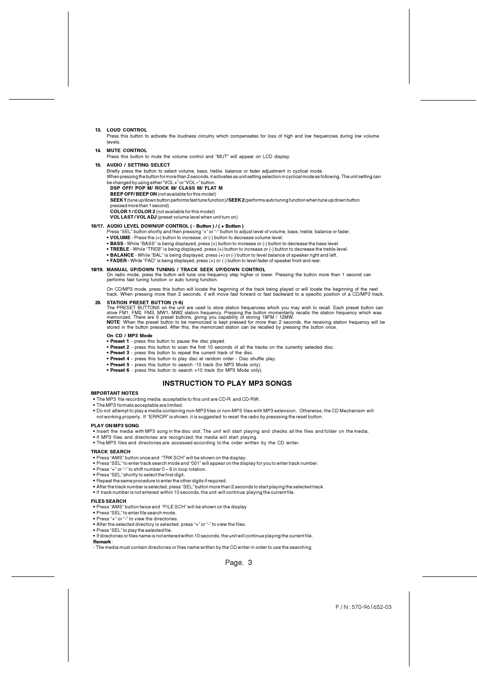 Page. 3, Instruction to play mp3 songs | PYLE Audio PLCD45MP3 User Manual | Page 3 / 4