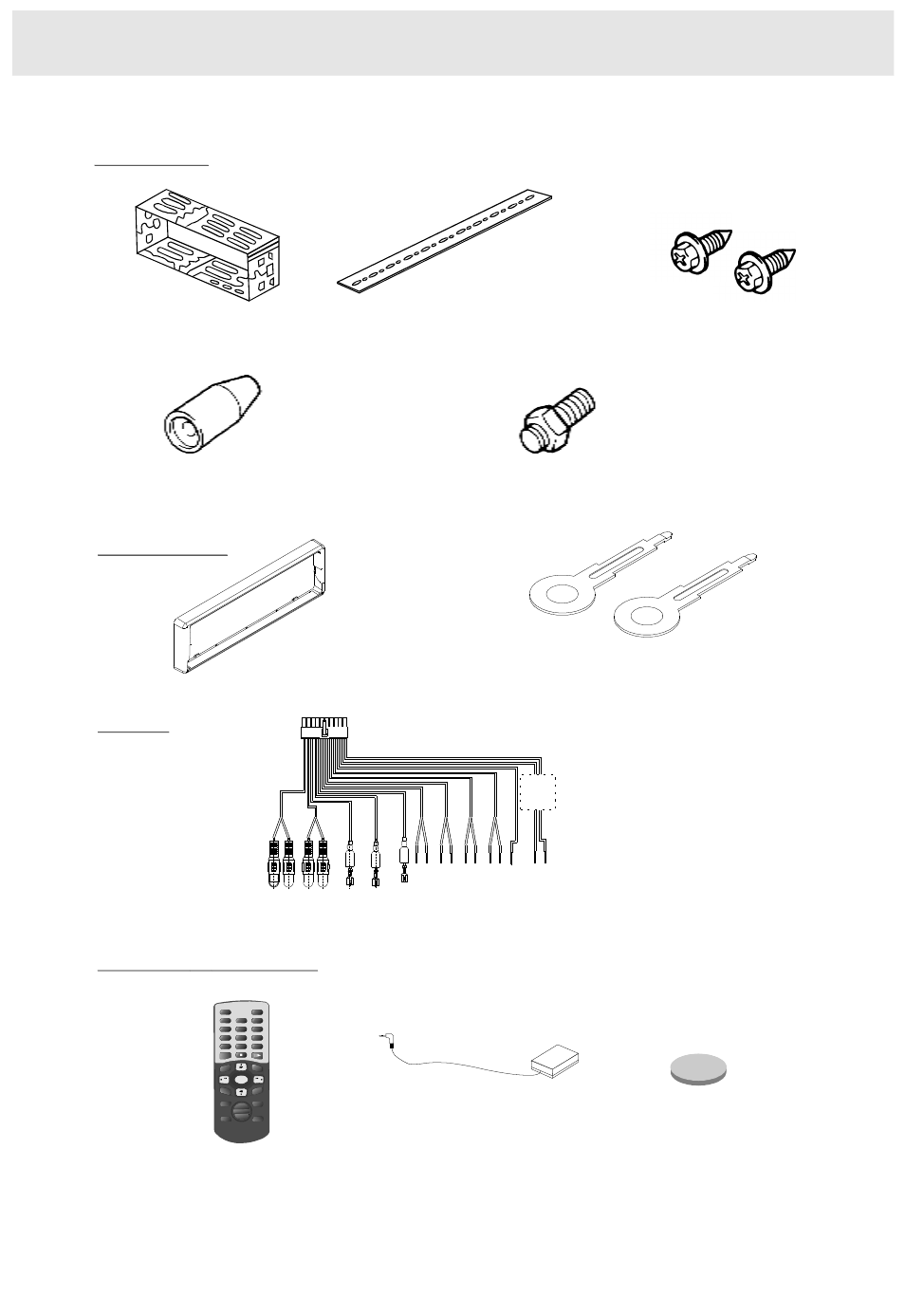 Accessories and hardware, Installation, Set removal | Remote sensor x 1, Lithium button cell(3v) x 1, Ra dio/d vd, Seek + s eek | PYLE Audio PLDVD170 User Manual | Page 34 / 35