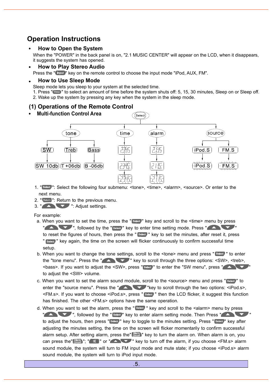 Operation instructions, 1) operations of the remote control | PYLE Audio PHST92 User Manual | Page 6 / 10