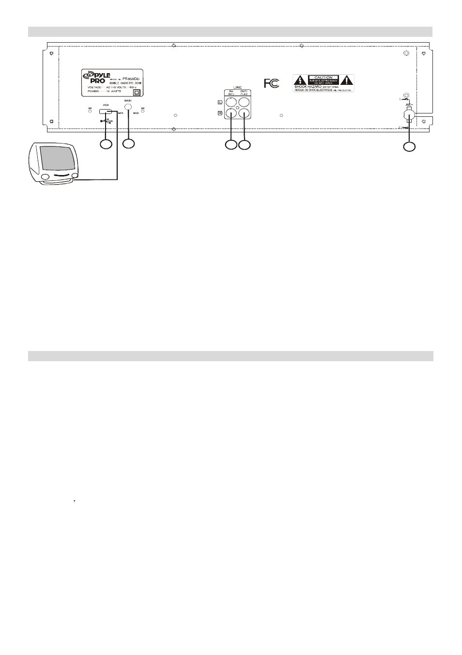 Rec input, Play output | PYLE Audio PT-659DU User Manual | Page 6 / 7