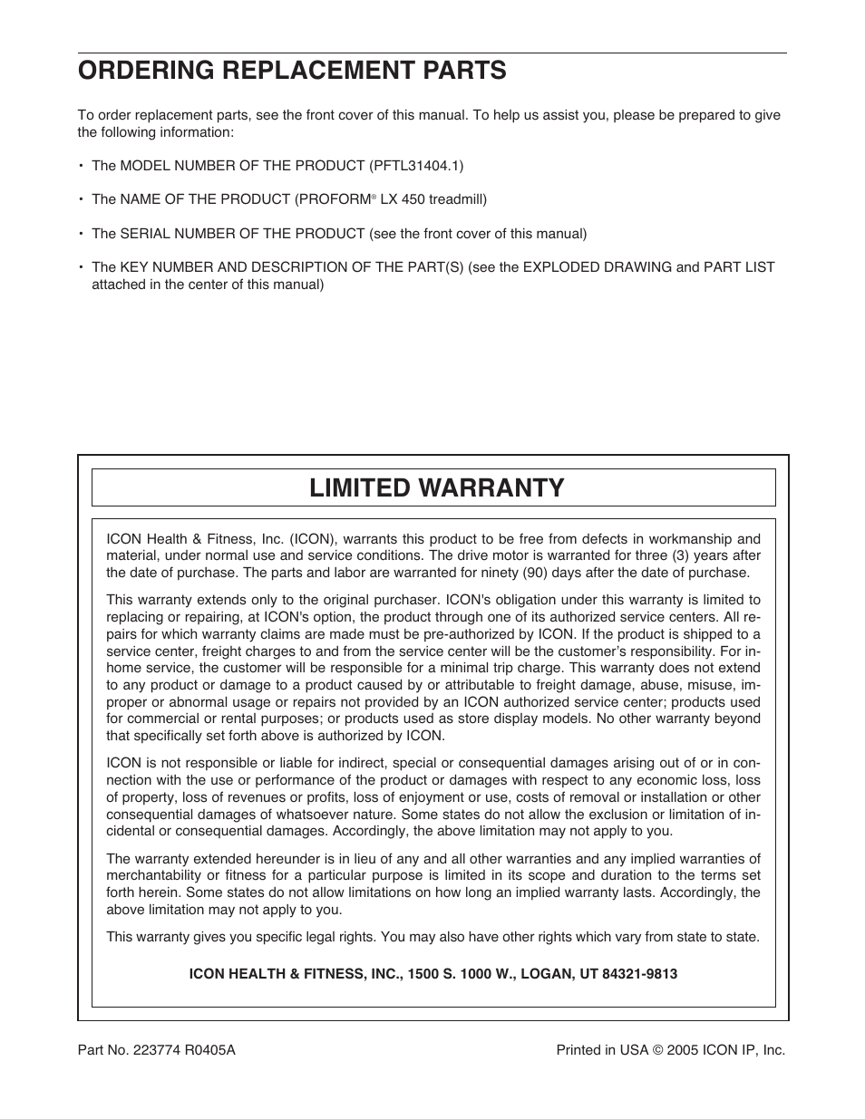 Ordering replacement parts, Limited warranty | PYLE Audio PFTL31404.1 User Manual | Page 22 / 22