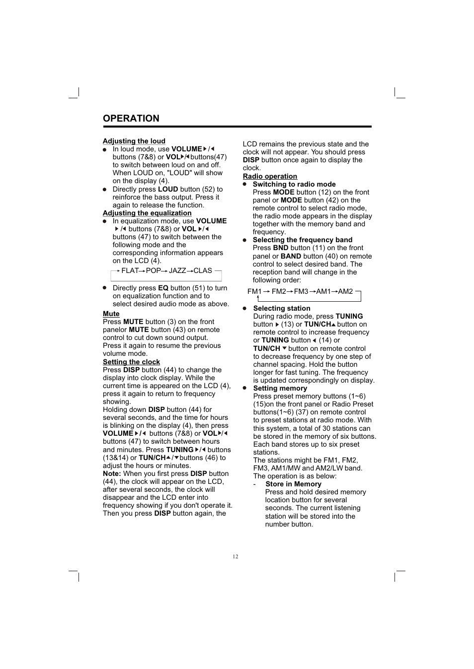 Т³гж 12, Operation | PYLE Audio PLTV65R User Manual | Page 12 / 20