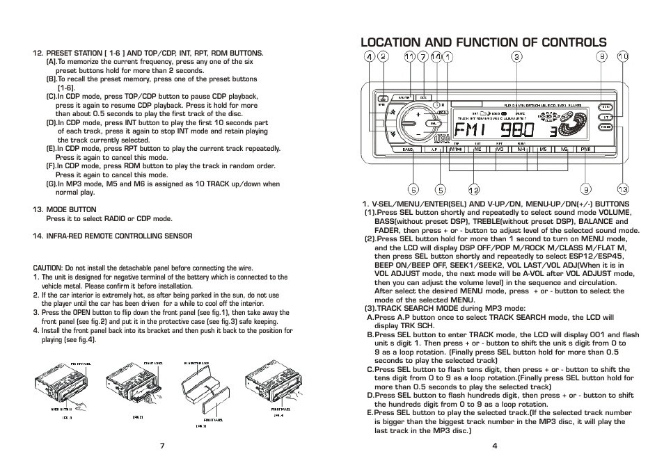 Location and function of controls | PYLE Audio PLCD82MP User Manual | Page 5 / 6