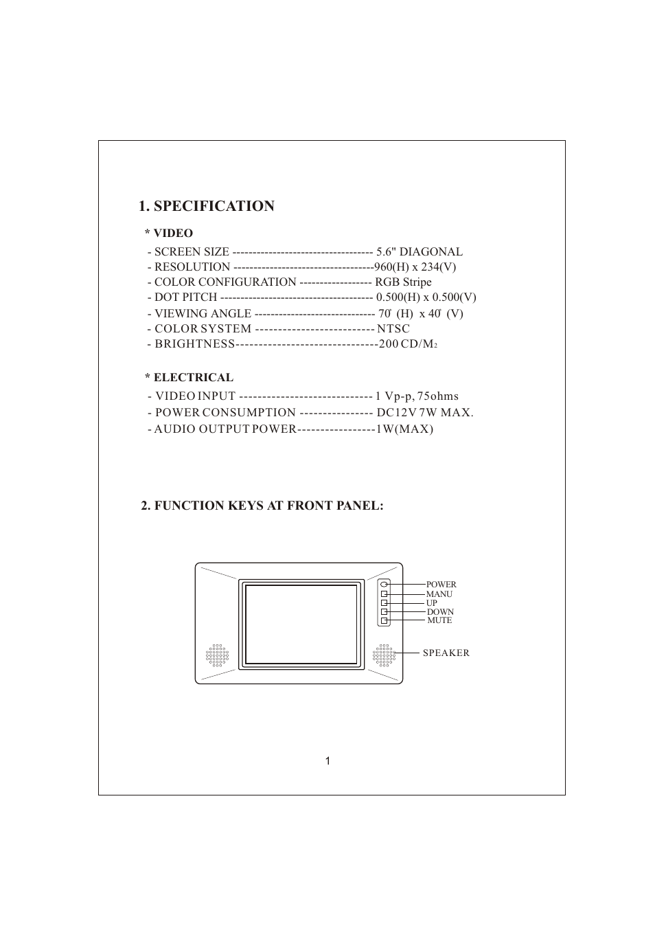 Specification | PYLE Audio View Series PLVSMN56 User Manual | Page 2 / 4