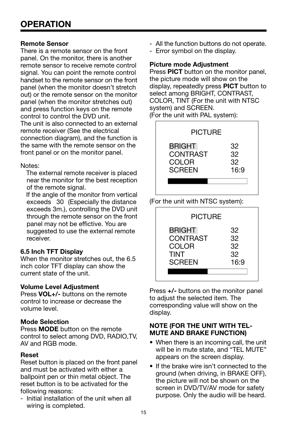 Operation | PYLE Audio PLPK65TVD User Manual | Page 15 / 47