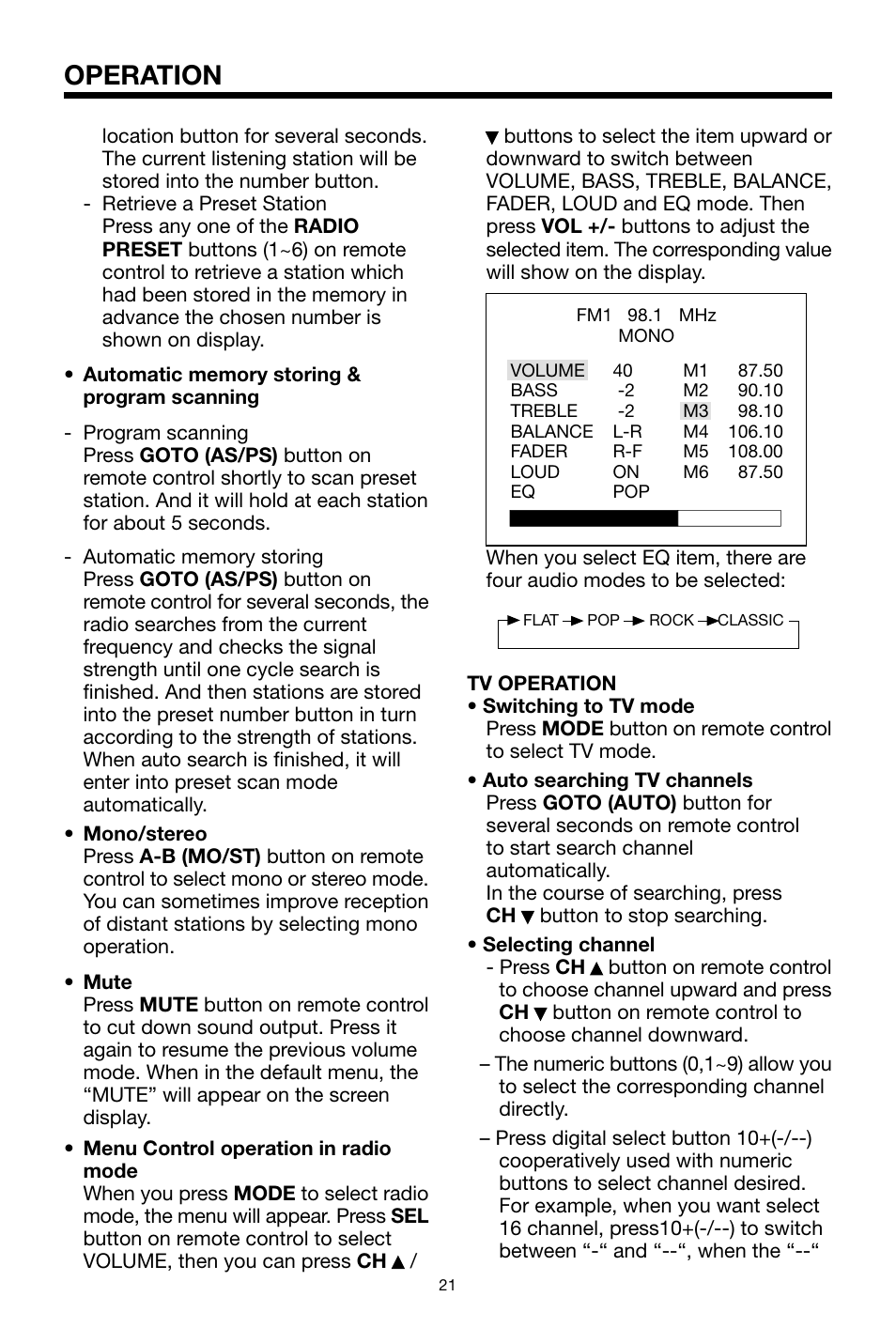 Operation | PYLE Audio PLPK65TVD User Manual | Page 21 / 47