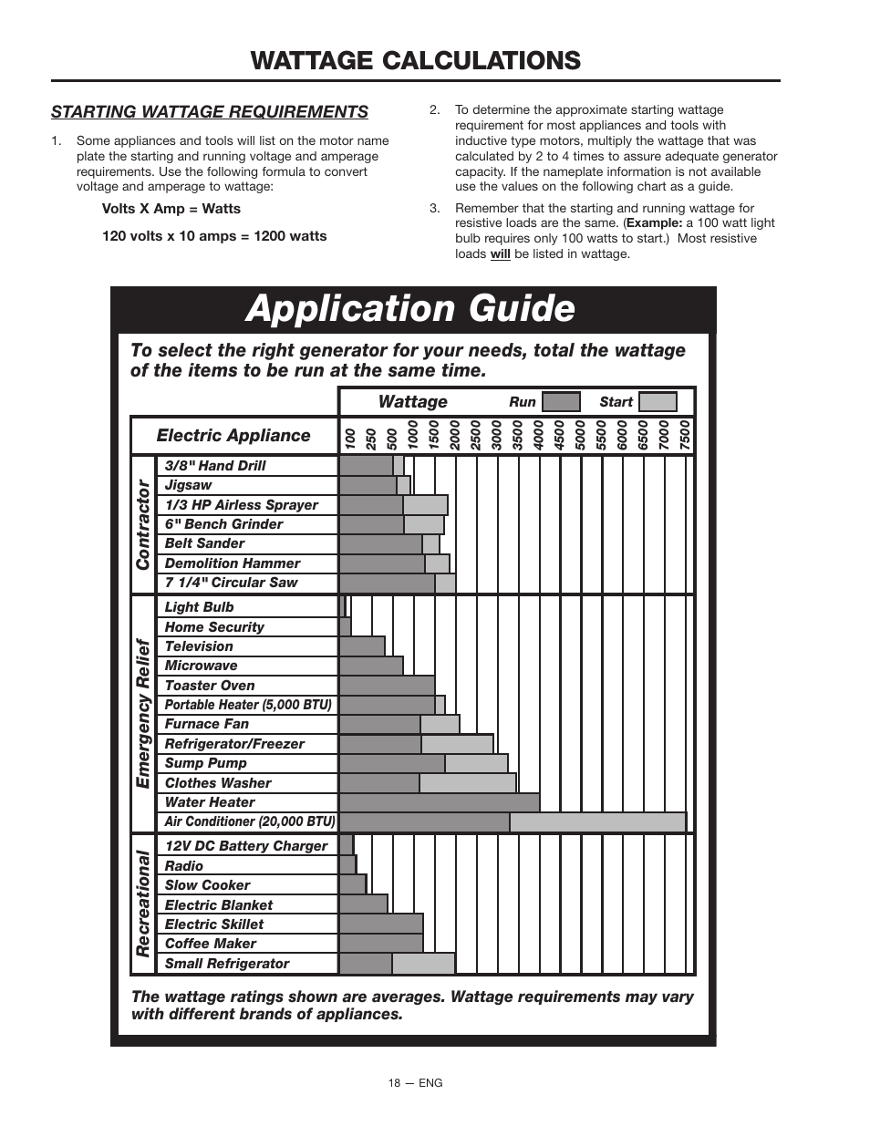 Application guide, Wattage calculations | PYLE Audio BSV750 User Manual | Page 18 / 22