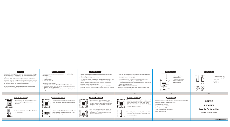 PYLE Audio PIFMPK9 User Manual | 1 page