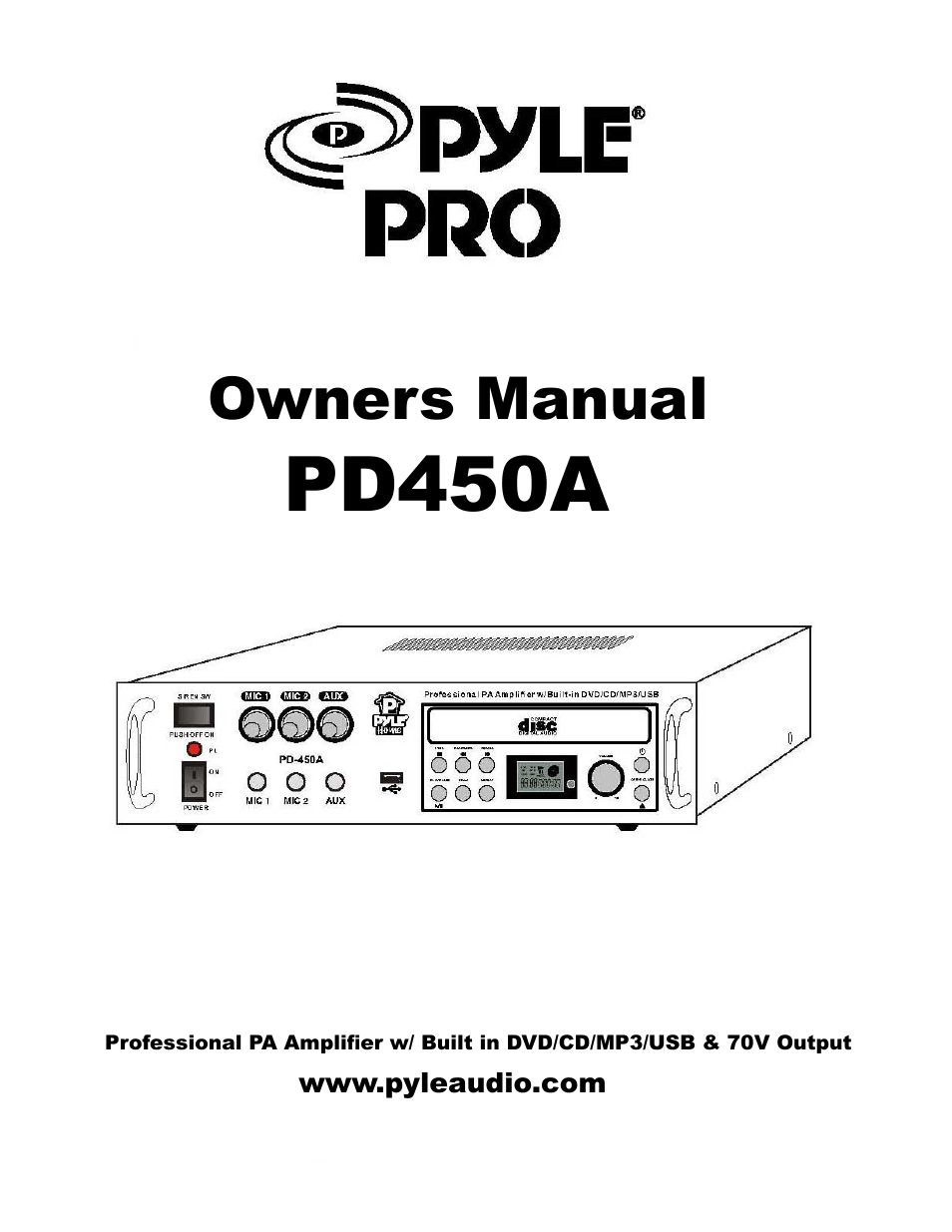 PYLE Audio PD450A User Manual | 4 pages