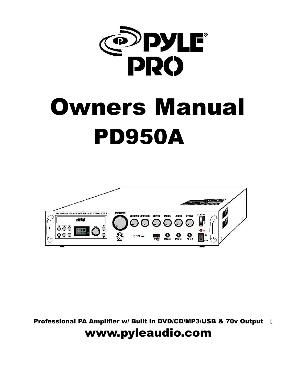 PYLE Audio PD950A User Manual | 4 pages