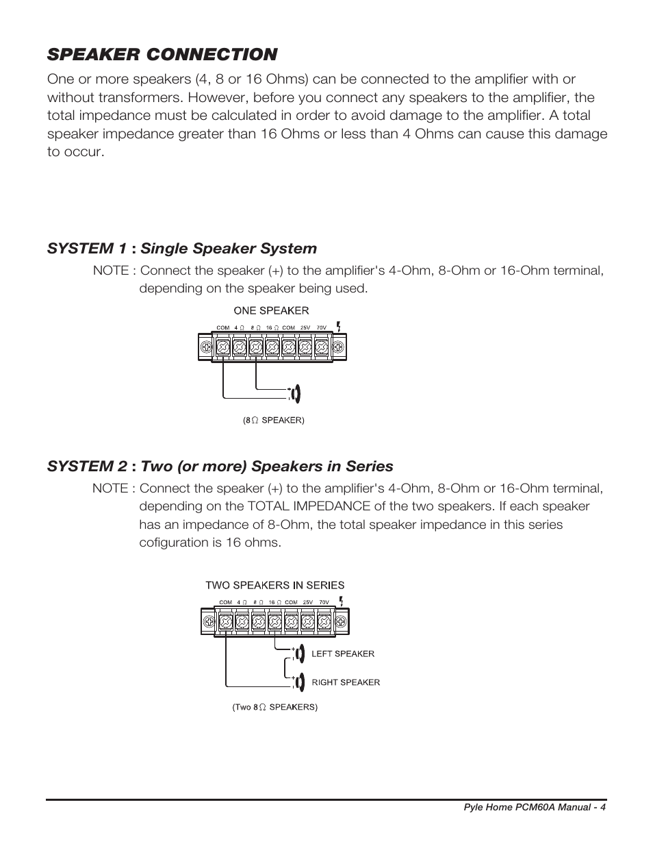 Speaker connection | PYLE Audio PCM60A User Manual | Page 5 / 8