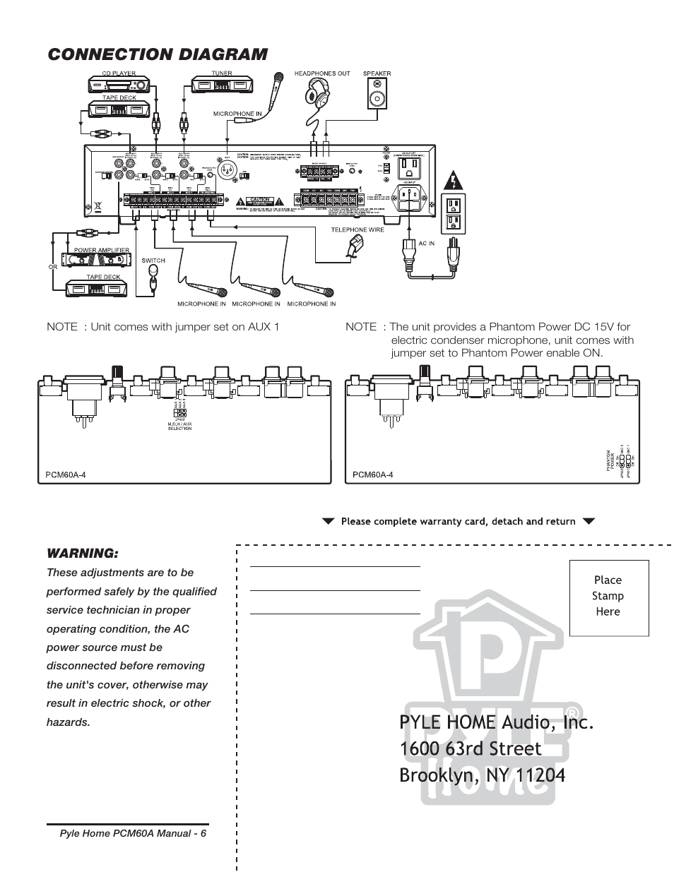 Connection diagram | PYLE Audio PCM60A User Manual | Page 7 / 8