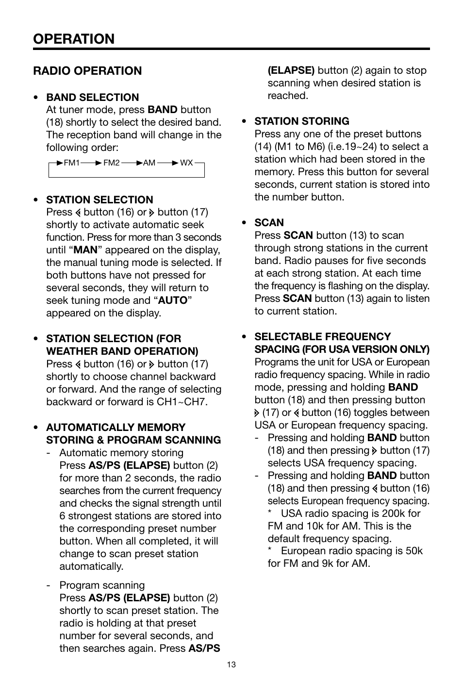Operation, Radio operation | PYLE Audio PLCD16MRWB User Manual | Page 13 / 20