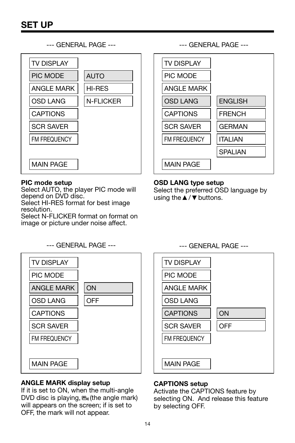 Set up | PYLE Audio PLDVD134F User Manual | Page 14 / 20