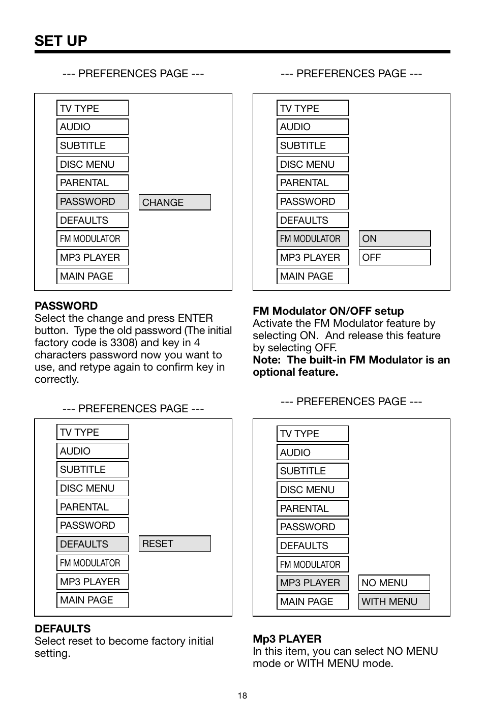 Set up | PYLE Audio PLDVD134F User Manual | Page 18 / 20