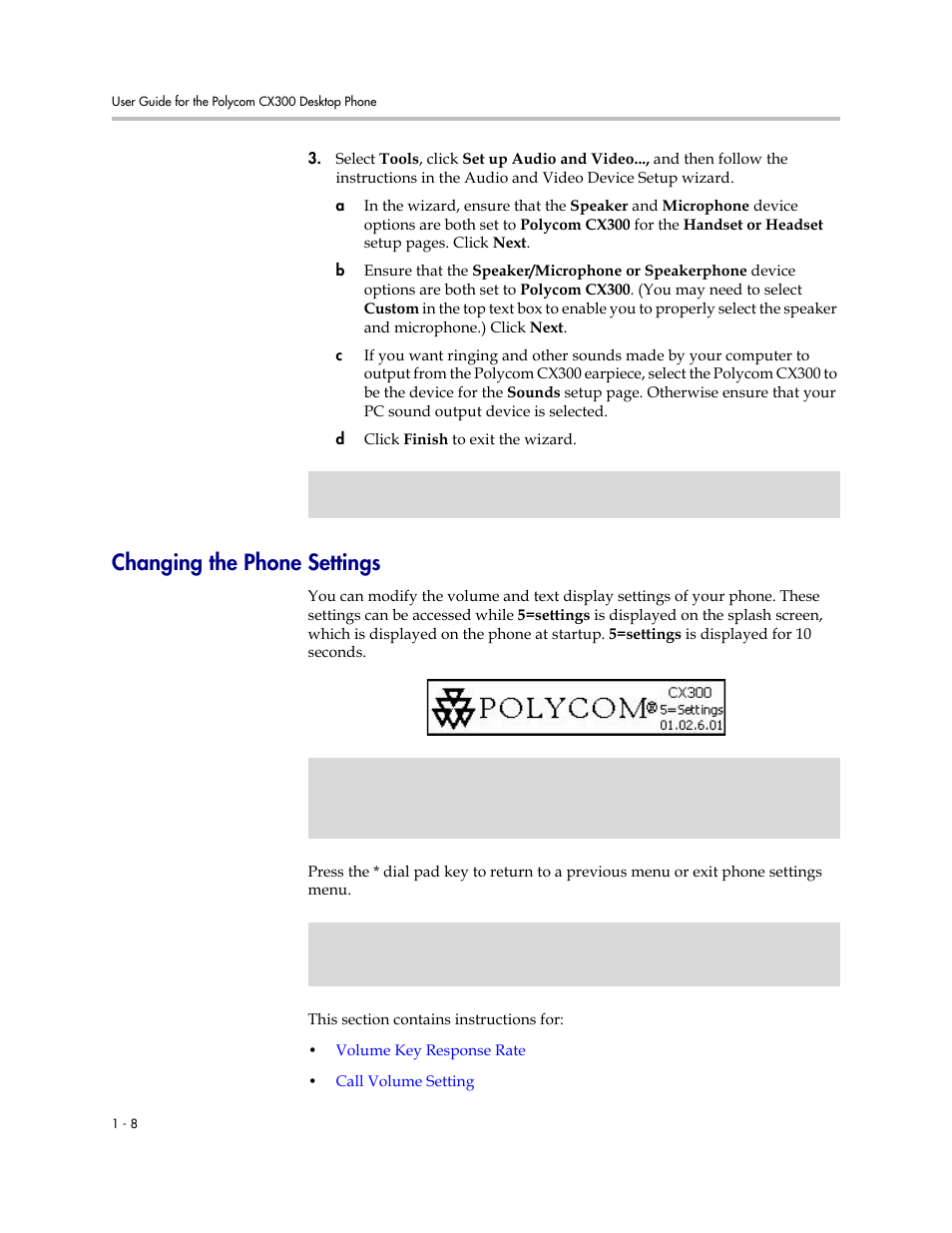 Changing the phone settings, Changing the phone settings –8 | PYLE Audio CX300 User Manual | Page 14 / 36