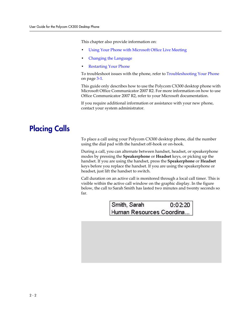 Placing calls, Placing calls –2 | PYLE Audio CX300 User Manual | Page 18 / 36