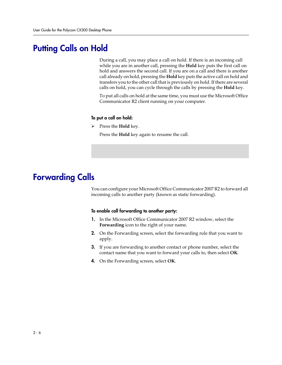 Putting calls on hold, Forwarding calls, Putting calls on hold –6 forwarding calls –6 | PYLE Audio CX300 User Manual | Page 22 / 36