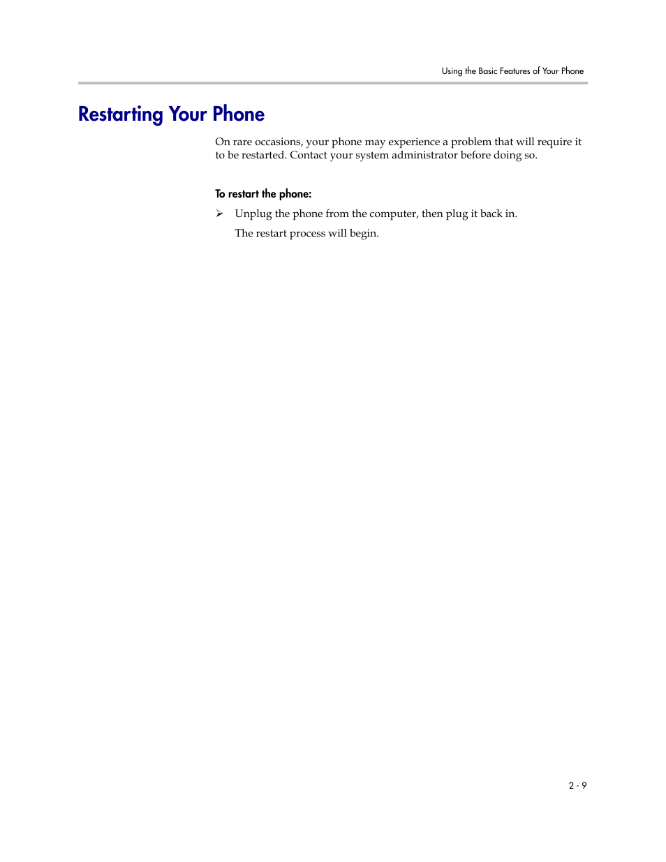 Restarting your phone, Restarting your phone –9 | PYLE Audio CX300 User Manual | Page 25 / 36
