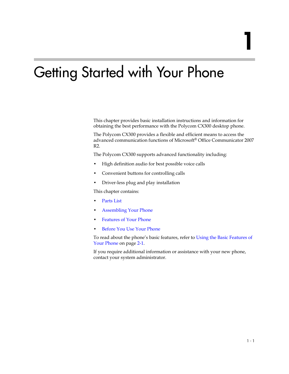 Getting started with your phone, 1 getting started with your phone –1 | PYLE Audio CX300 User Manual | Page 7 / 36