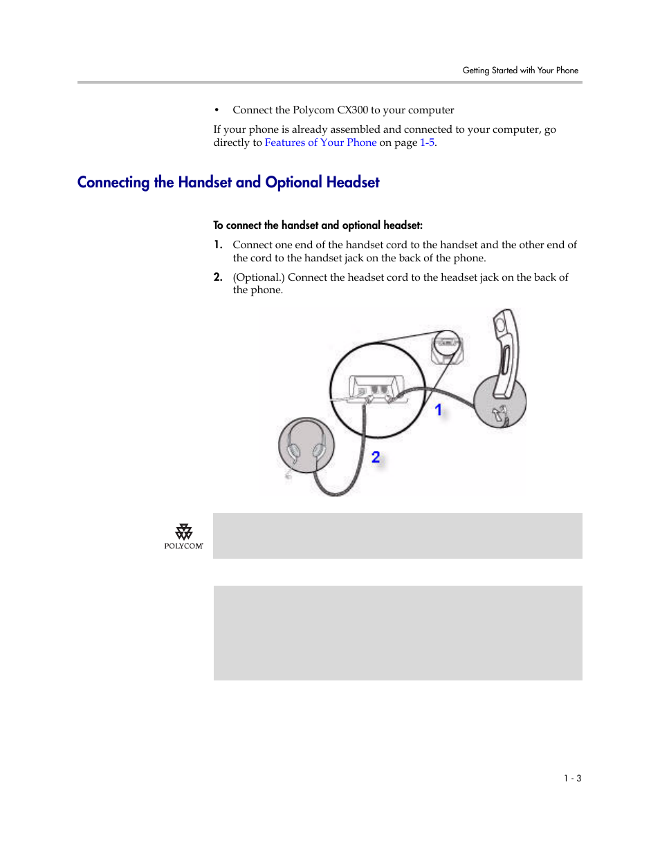 Connecting the handset and optional headset, Connecting the handset and optional headset –3 | PYLE Audio CX300 User Manual | Page 9 / 36