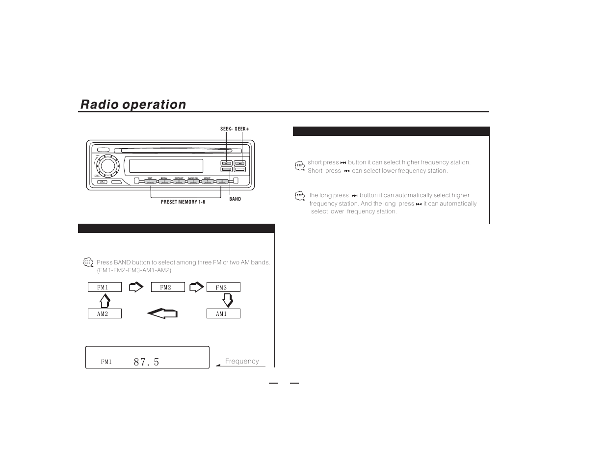 Band tune, Manual tuning, Auto loading tuning | Frequency | PYLE Audio PLCD27 User Manual | Page 8 / 15