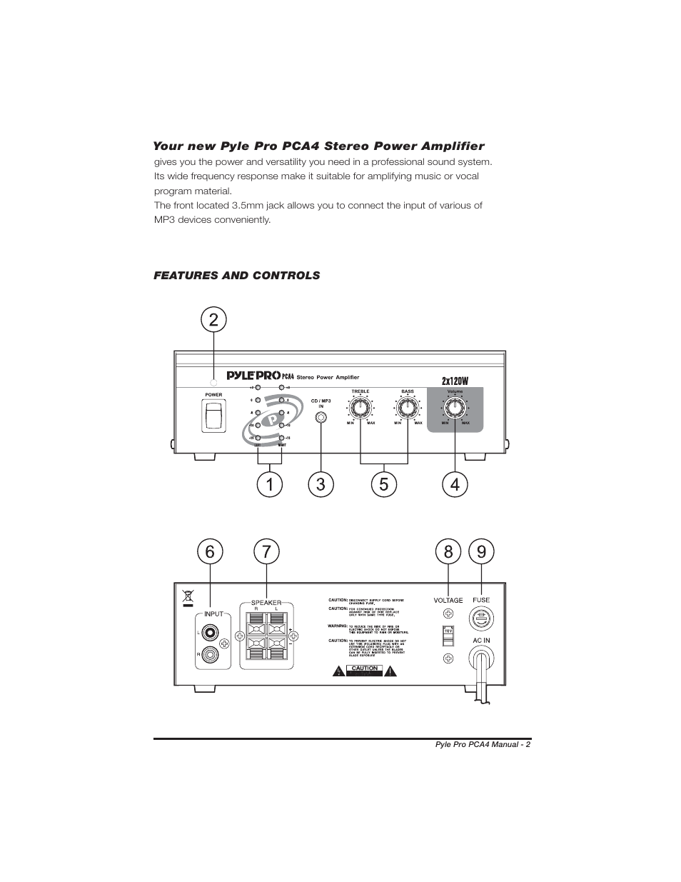PYLE Audio PCA4 User Manual | Page 3 / 8