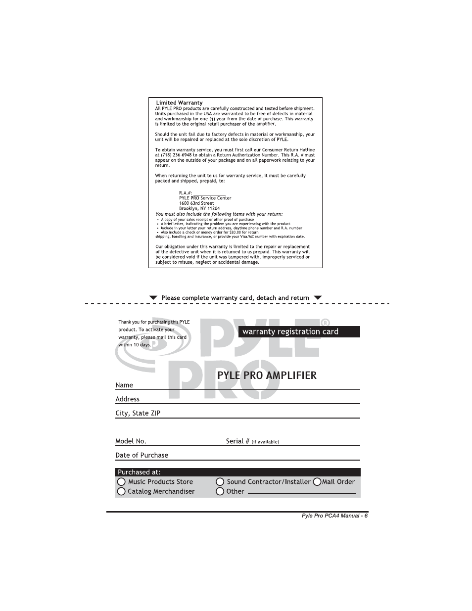Pyle pro amplifier | PYLE Audio PCA4 User Manual | Page 7 / 8
