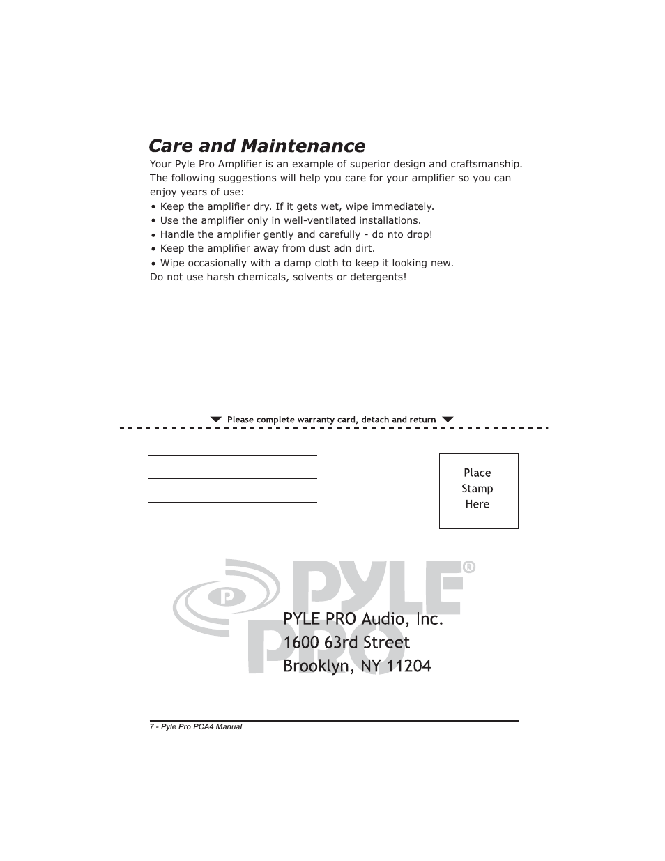 PYLE Audio PCA4 User Manual | Page 8 / 8
