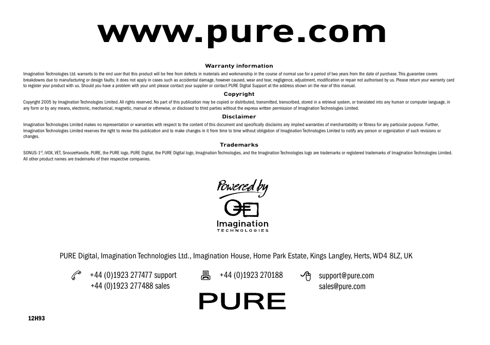 Pure Sonus-1XT User Manual | Page 20 / 20