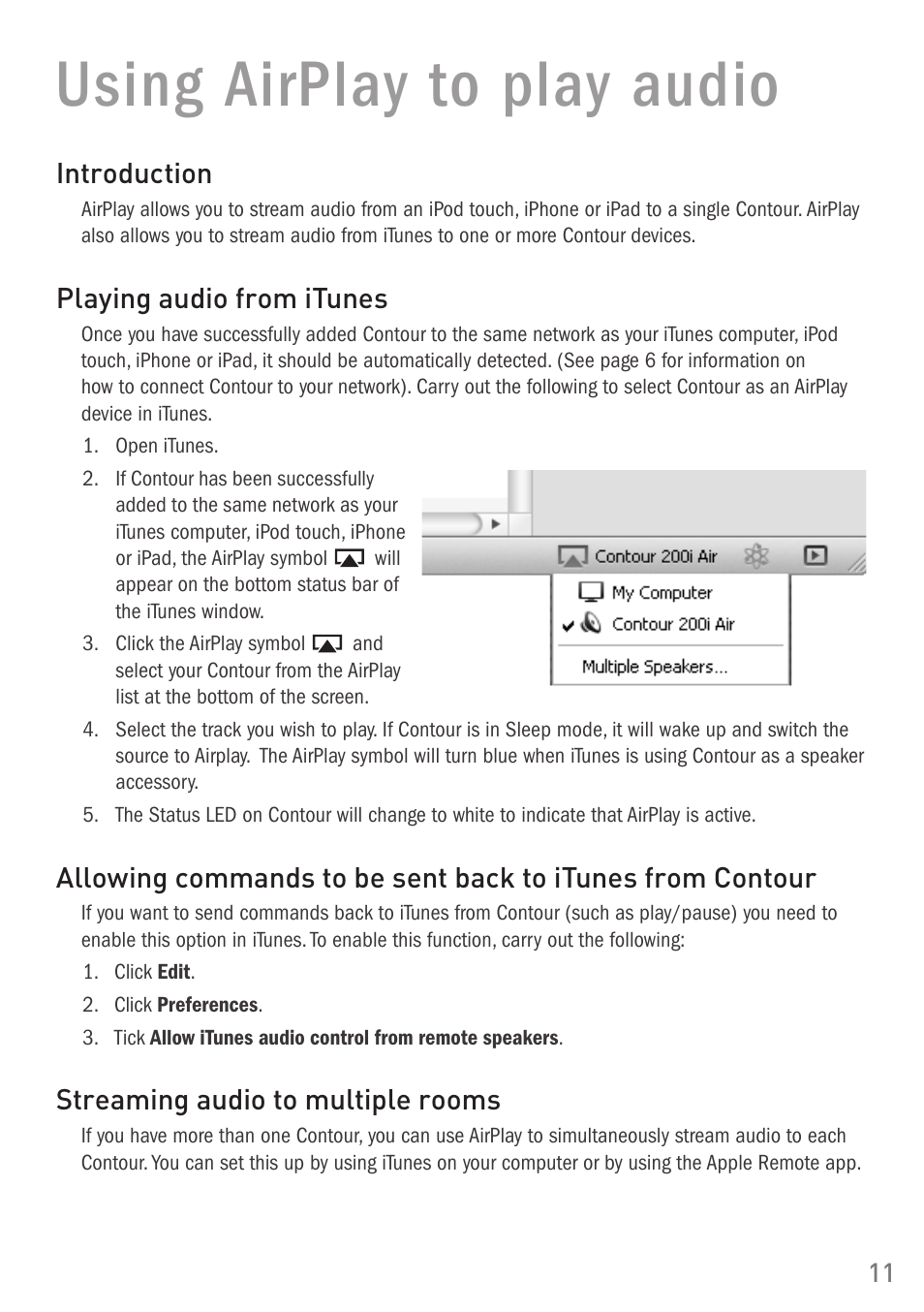 Using airplay to play audio | Pure Digital Pure Contour Air 200i User Manual | Page 11 / 28