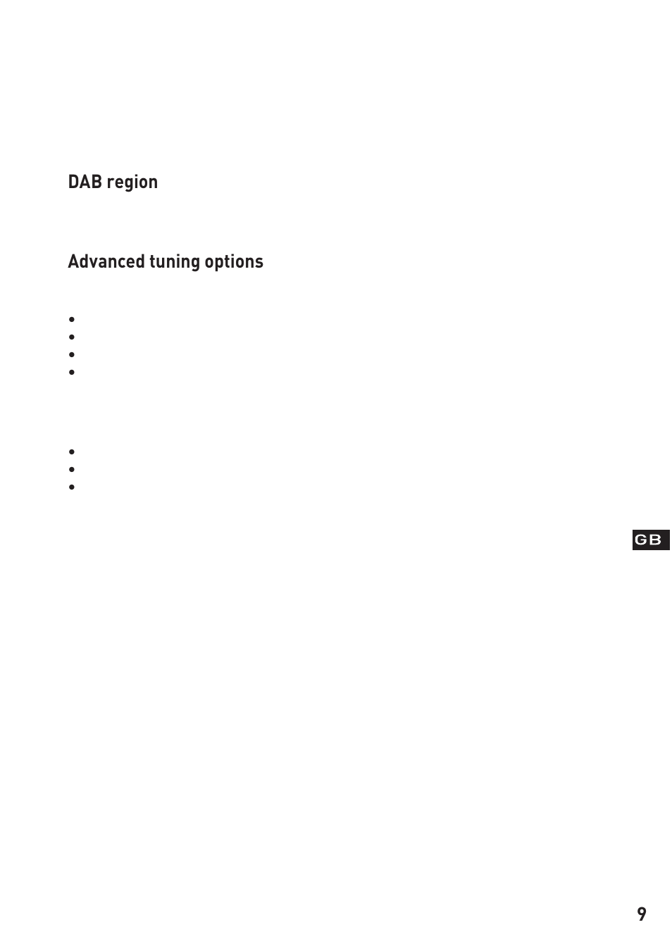 Dab region, Advanced tuning options | Pure Evoke-3 User Manual | Page 11 / 20