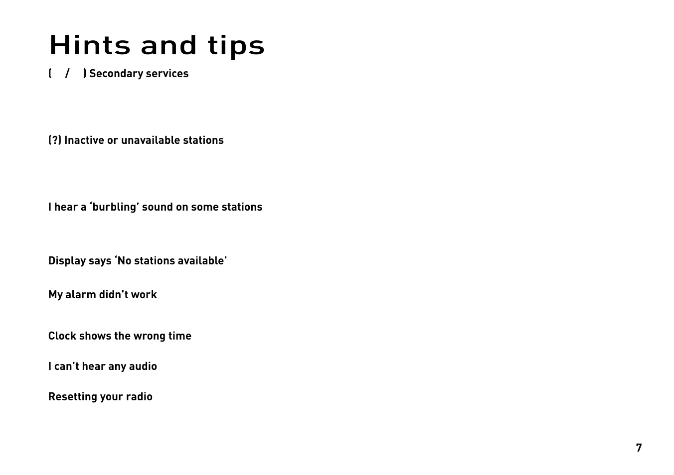 Hints and tips | Pure Evoke-1XT User Manual | Page 7 / 8
