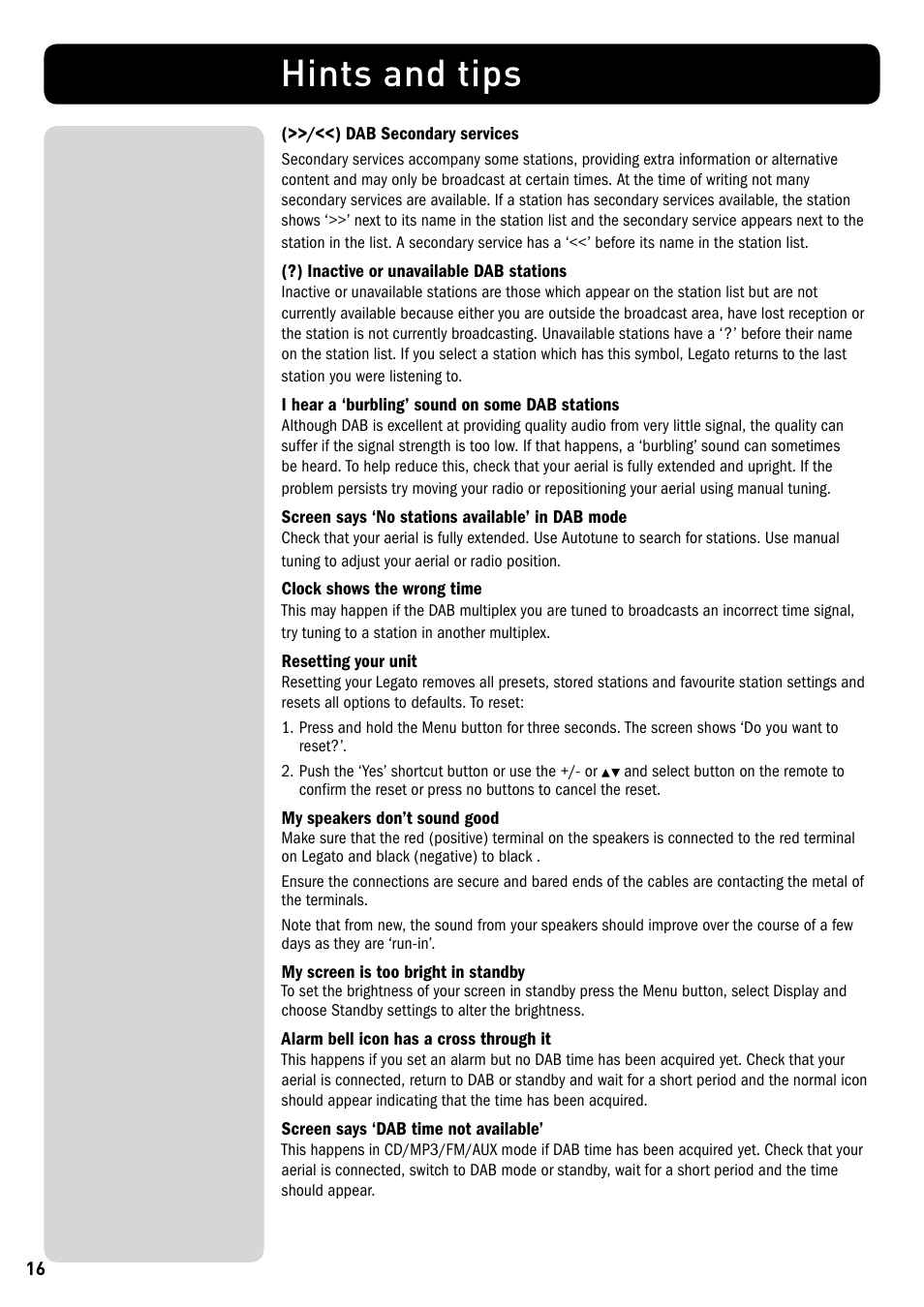 Hints and tips | Pure Legato - User Guide User Manual | Page 18 / 20