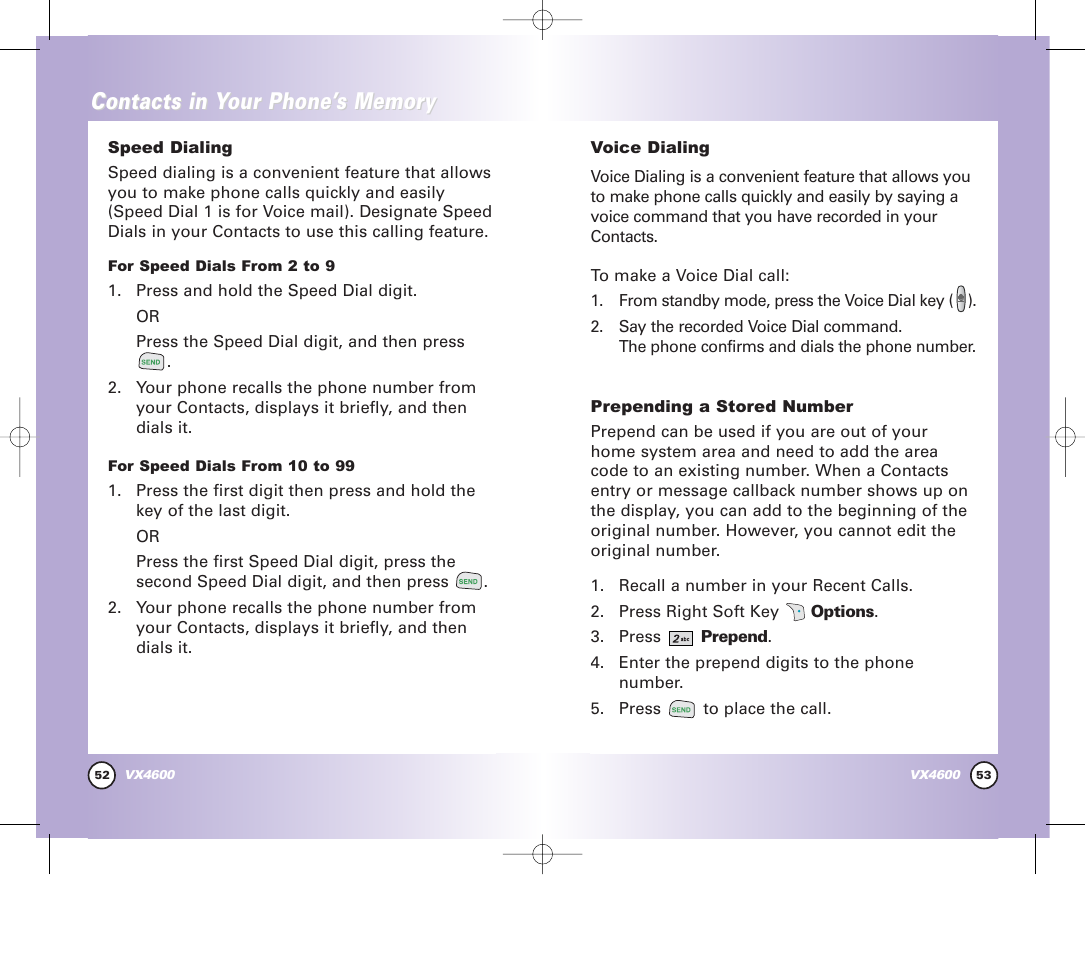 Contacts in y | Pure Digital VX4600 User Manual | Page 28 / 80