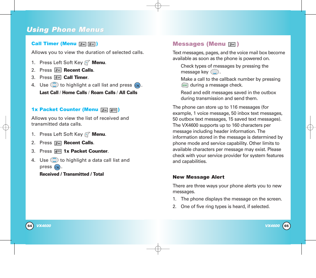 Using phone menus | Pure Digital VX4600 User Manual | Page 34 / 80