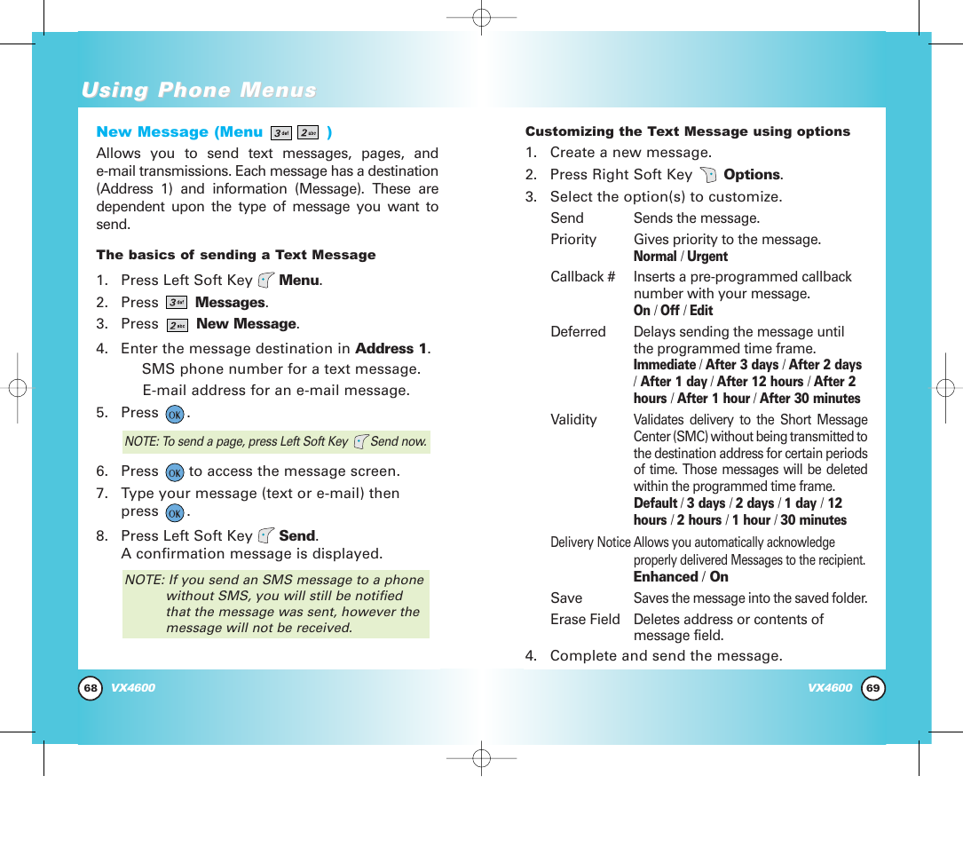 Using phone menus | Pure Digital VX4600 User Manual | Page 36 / 80