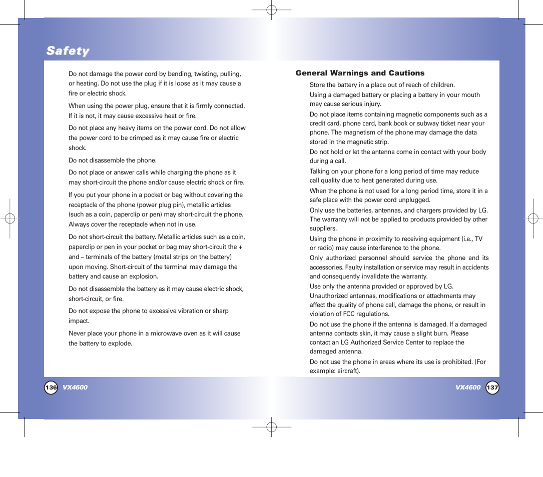 Safety | Pure Digital VX4600 User Manual | Page 70 / 80